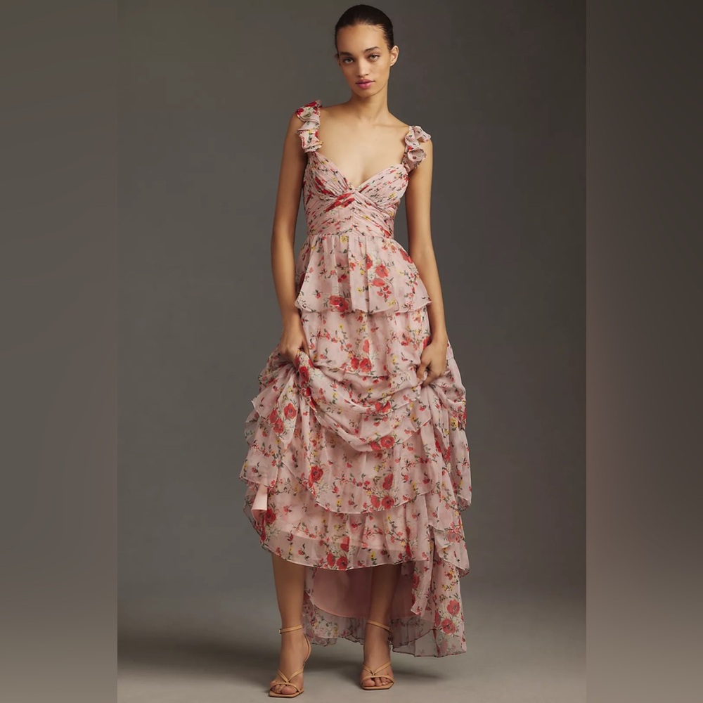Mac Duggal Sleeveless Tiered Maxi Dress
